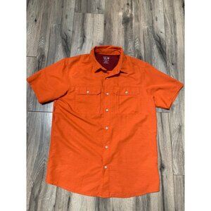 Mountain Hard Wear Men's Short Sleeve Collared Shirt Orange Size M